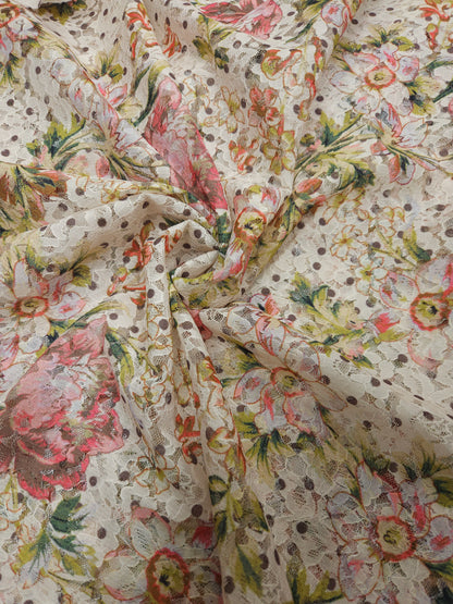 Premium Floral Self Print Fancy Net Fabric 56-60 Inch Width