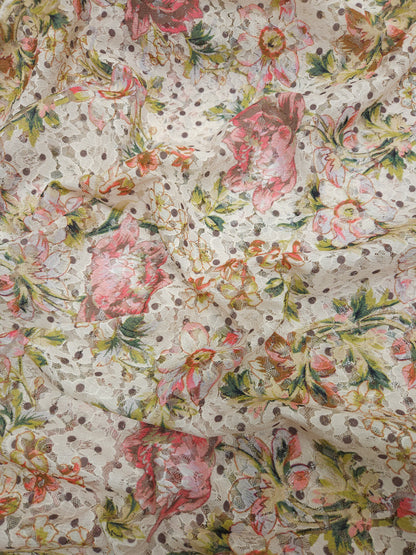 Premium Floral Self Print Fancy Net Fabric 56-60 Inch Width