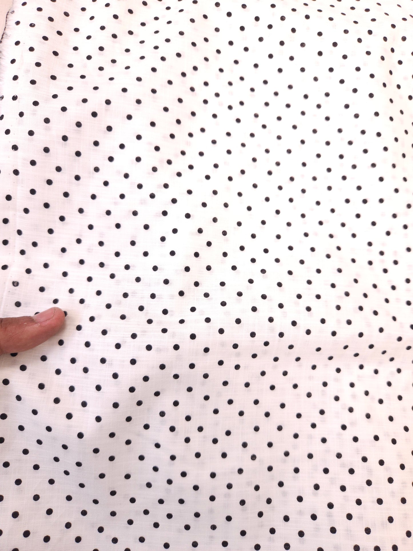 Black Polka Dot Cotton Linen All Over Suit with Self Cota Doria Cotton Dupatta