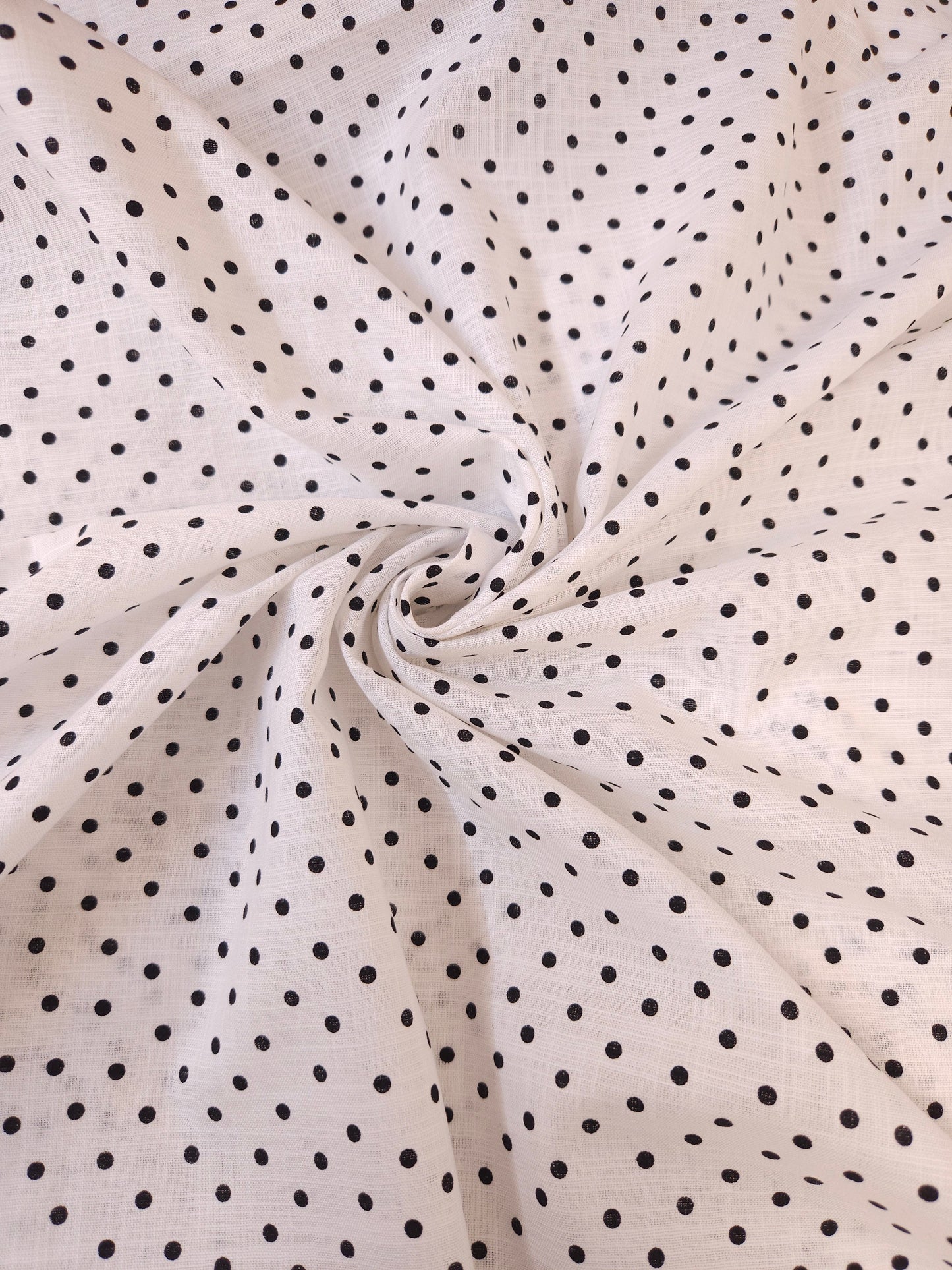 Black Polka Dot Cotton Linen All Over Suit with Self Cota Doria Cotton Dupatta