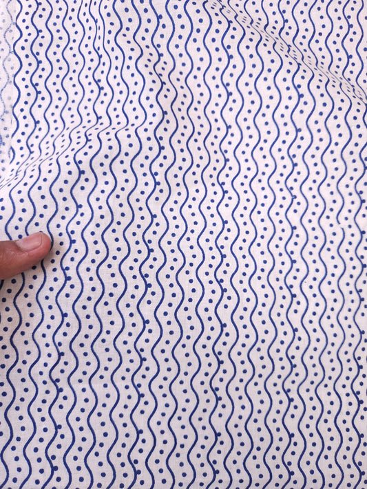 Blue Wave Print Cotton Fabric