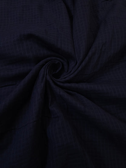 Navy Blue Cotton Linen All Over Suit with White Printed Kurta & Cota Doria Dupatta