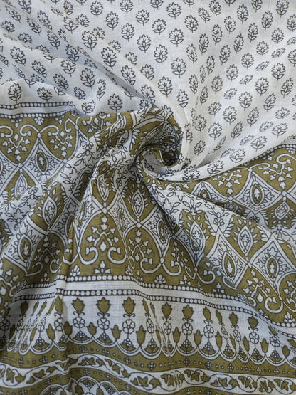 All Over Cotton Suit Set with Chikan Border Design & Mal Cotton Dupatta
