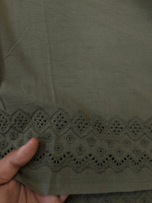 All Over Cotton Suit Set with Chikan Border Design & Mal Cotton Dupatta