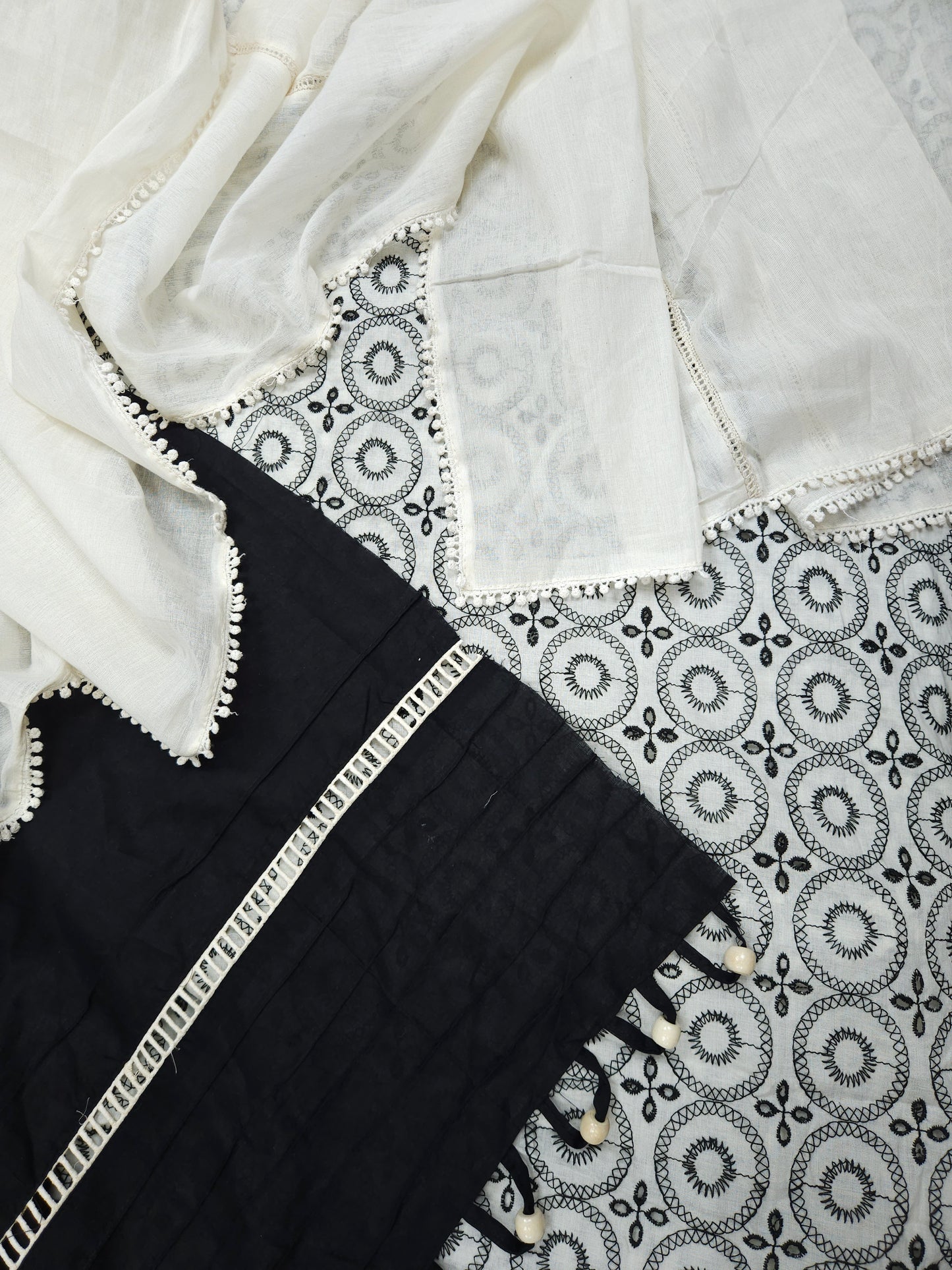 Black 100% cotton fabric with Beads