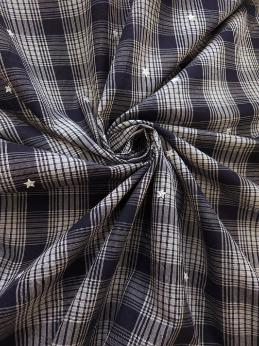 Premium Cotton Star Check Suit Fabric Set 60 Inch Width