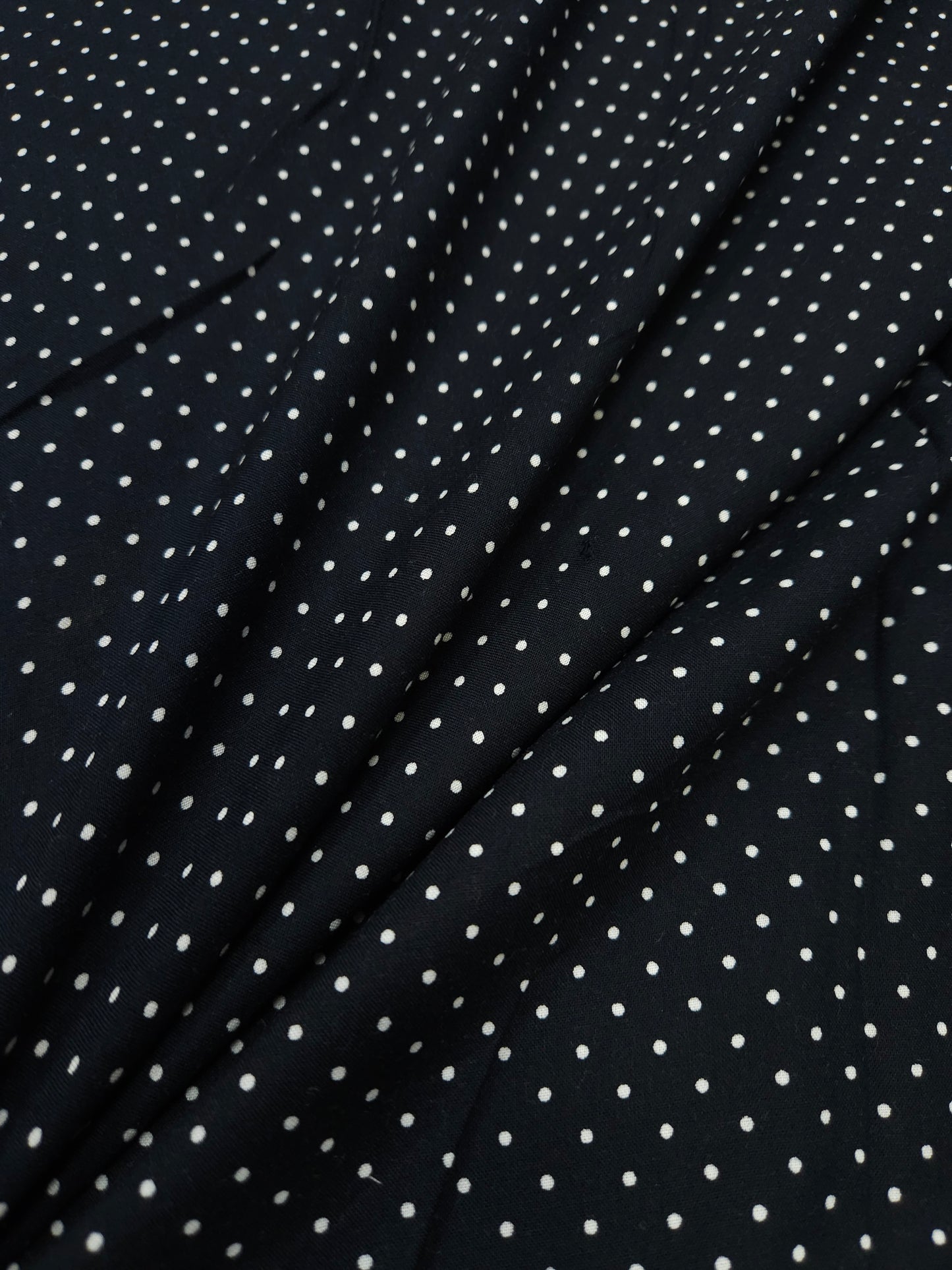 Black White Mini Polka Dot Modal Rayon Fabric | 60 Inch Wide