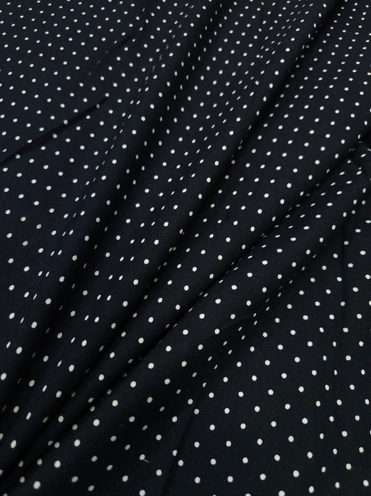 Black White Mini Polka Dot Modal Rayon Fabric | 60 Inch Wide