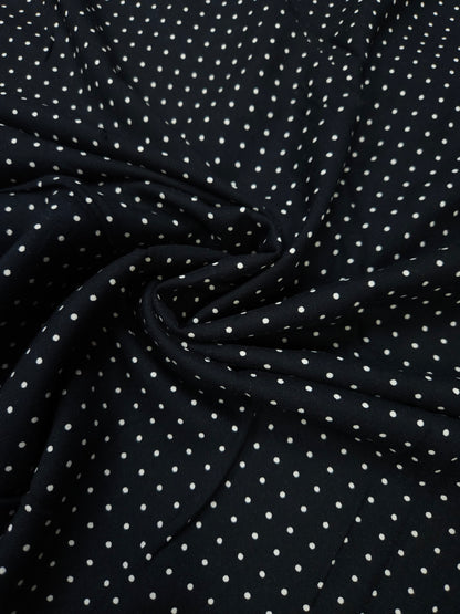 Black White Mini Polka Dot Modal Rayon Fabric | 60 Inch Wide