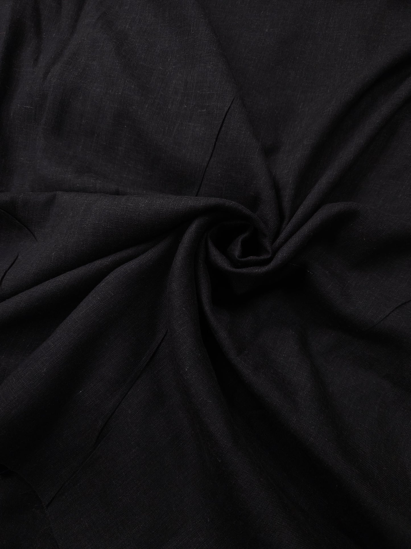 Deep Black Linen Blend Suit Fabric with Linen Blend Cotton Dupatta