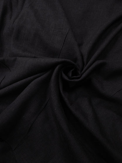 Deep Black Linen Blend Suit Fabric with Linen Blend Cotton Dupatta