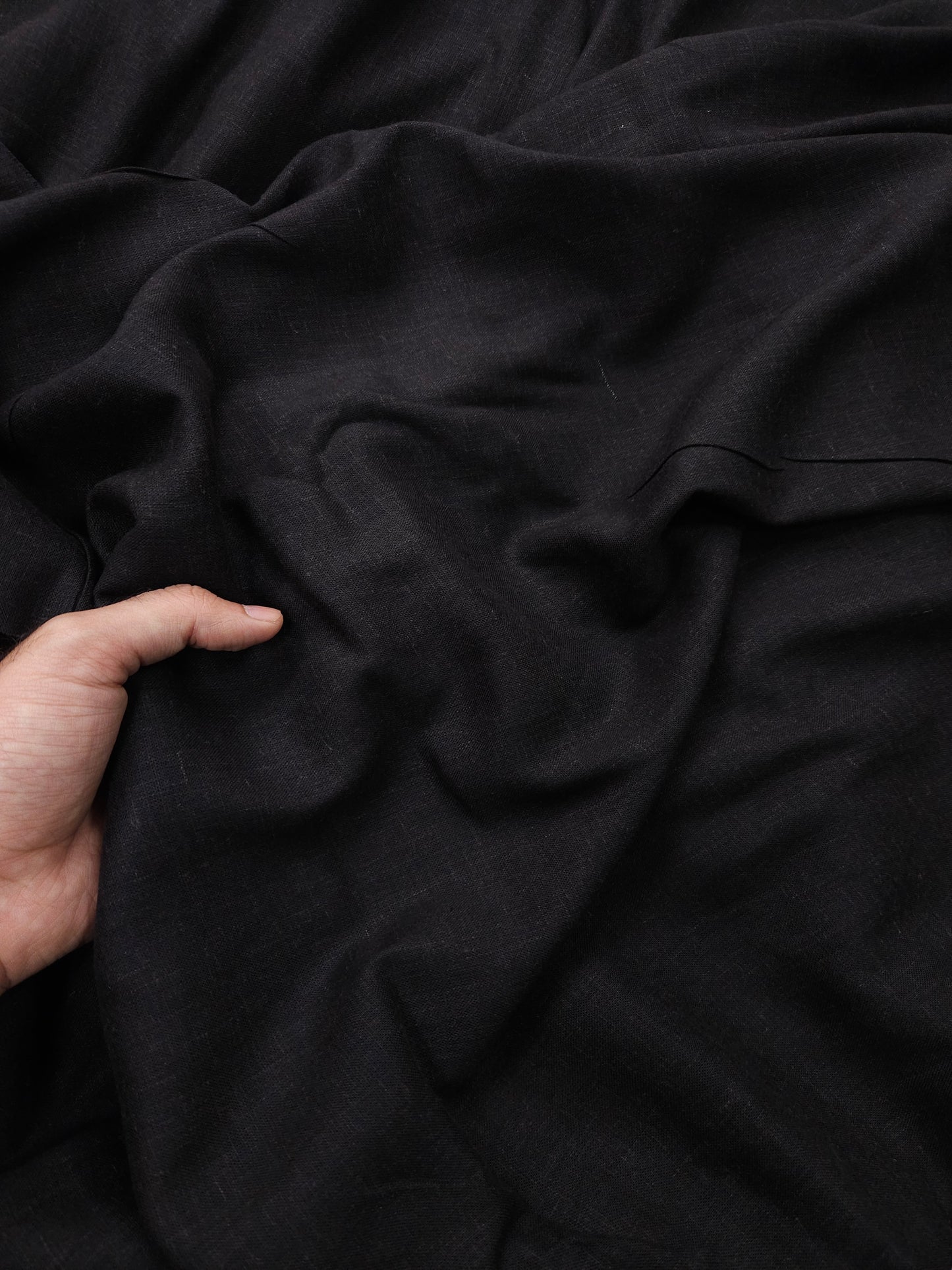 Deep Black Linen Blend Suit Fabric with Linen Blend Cotton Dupatta