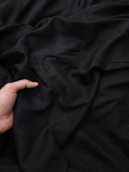 Deep Black Linen Blend Suit Fabric with Linen Blend Cotton Dupatta