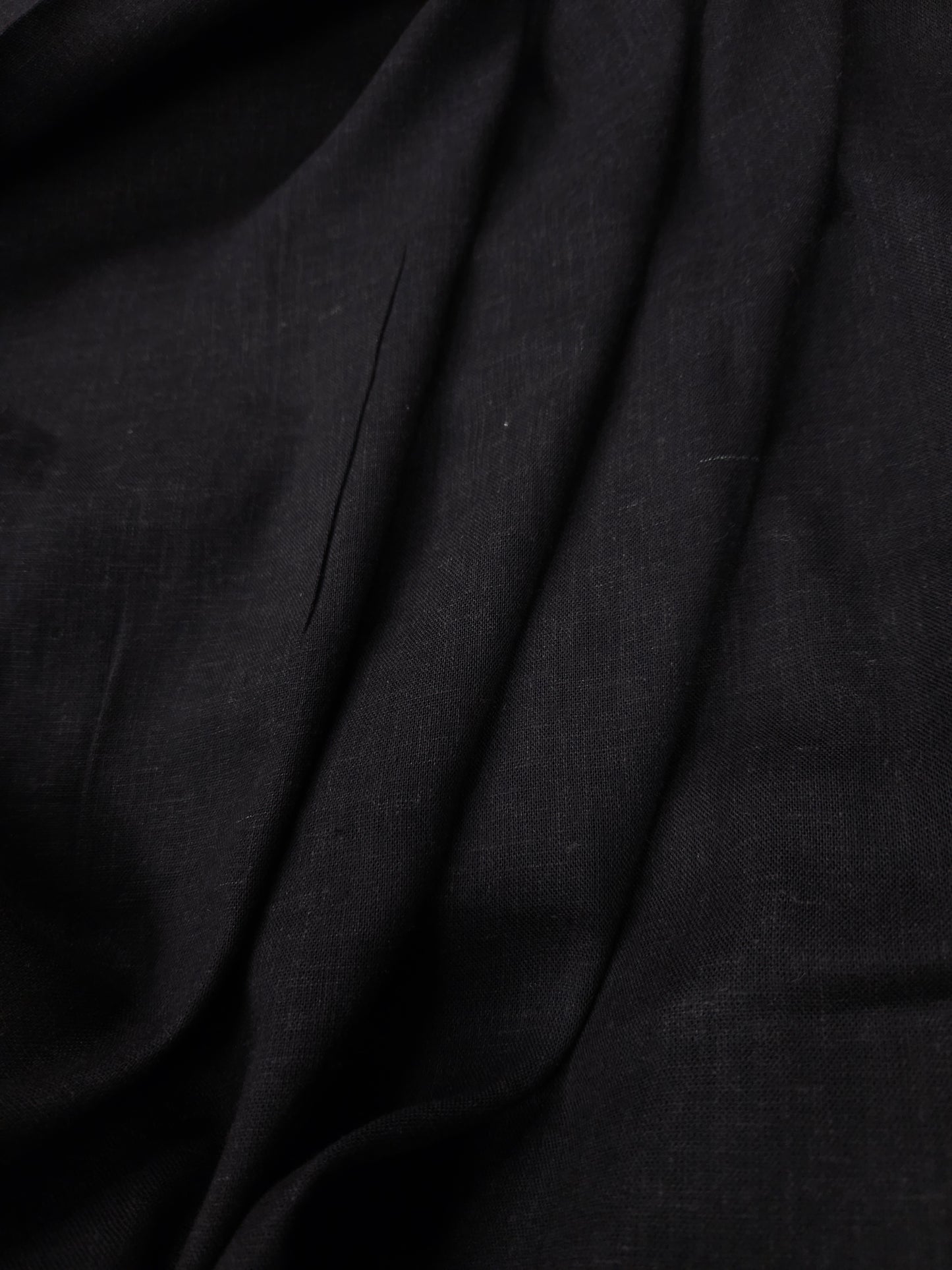 Deep Black Linen Blend Suit Fabric with Linen Blend Cotton Dupatta