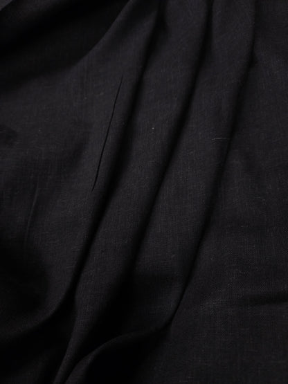 Deep Black Linen Blend Suit Fabric with Linen Blend Cotton Dupatta