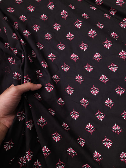 Mystic Petal Black Modal Rayon Fabric