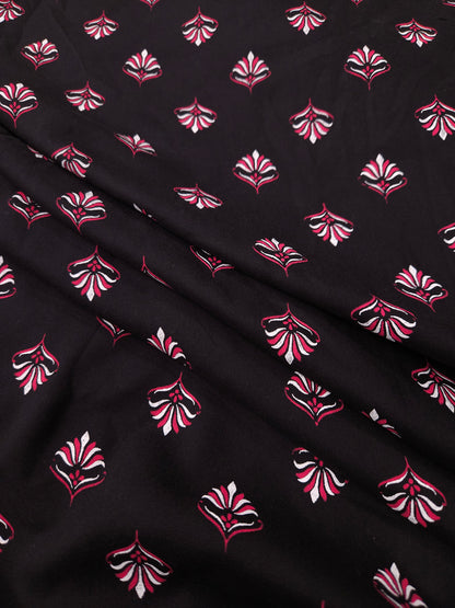 Mystic Petal Black Modal Rayon Fabric
