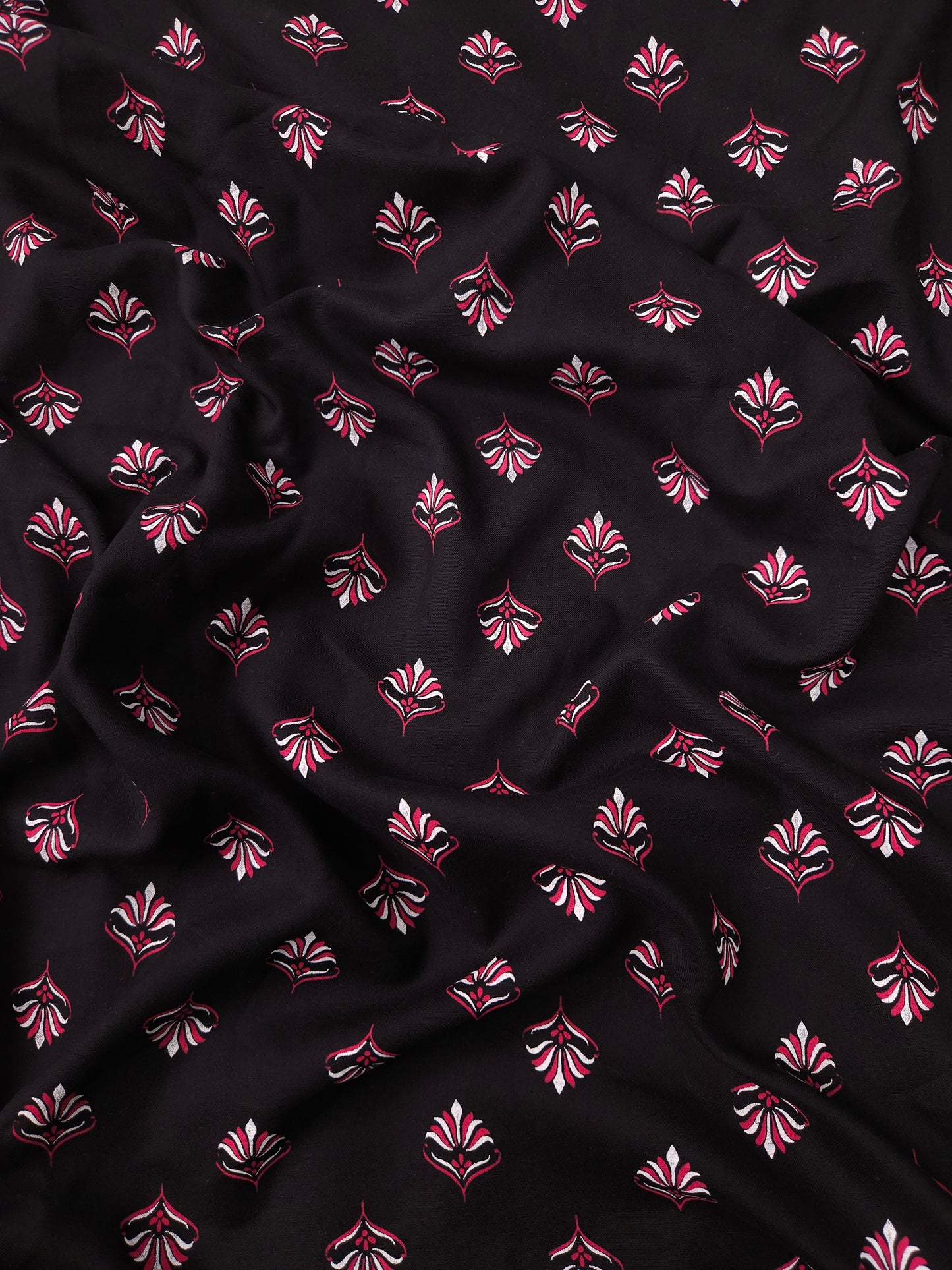 Mystic Petal Black Modal Rayon Fabric