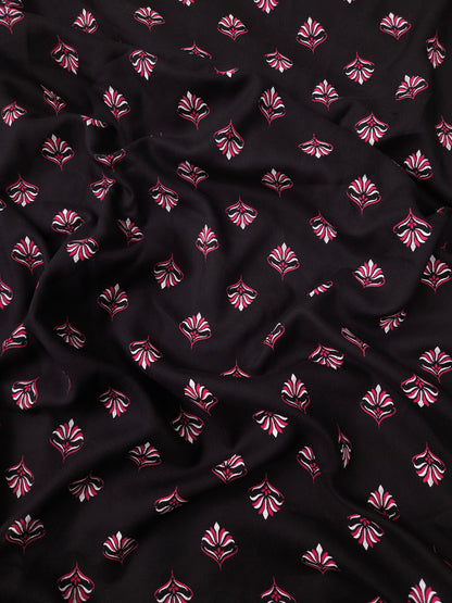Mystic Petal Black Modal Rayon Fabric