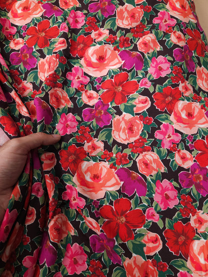 Crimson Blossom Garden Modal Rayon Fabric