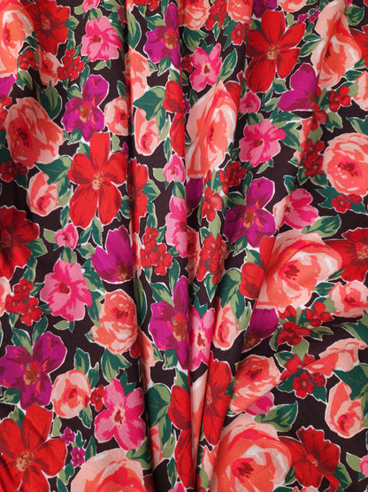 Crimson Blossom Garden Modal Rayon Fabric