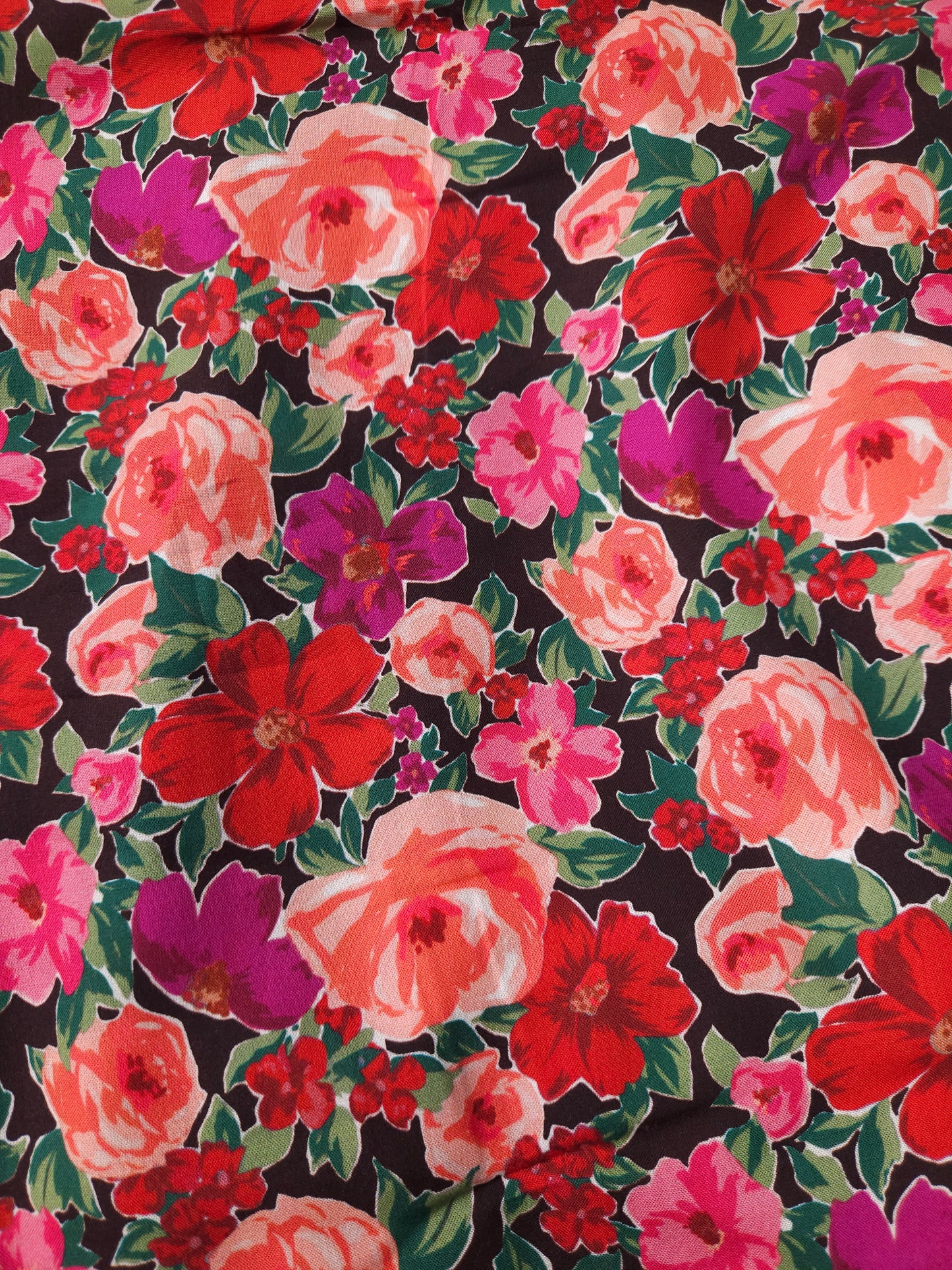 Crimson Blossom Garden Modal Rayon Fabric
