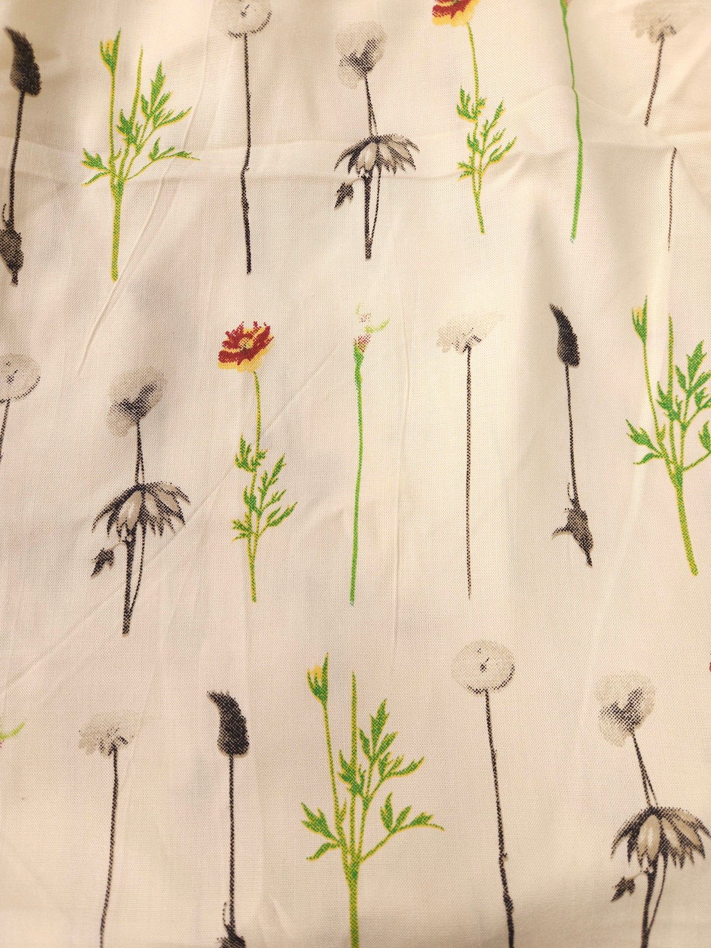 Ivory Wildflower Modal Rayon Fabric