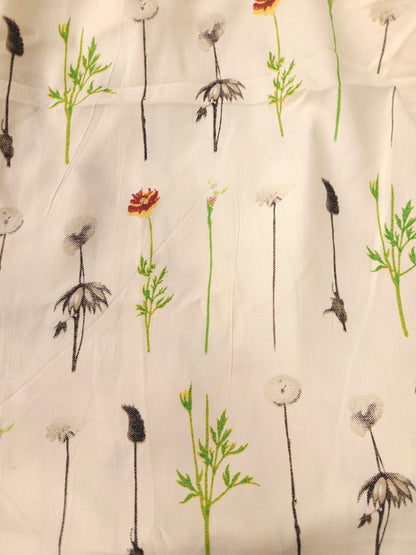 Ivory Wildflower Modal Rayon Fabric