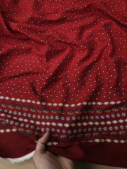 Crimson Red Printed Modal Rayon Fabric