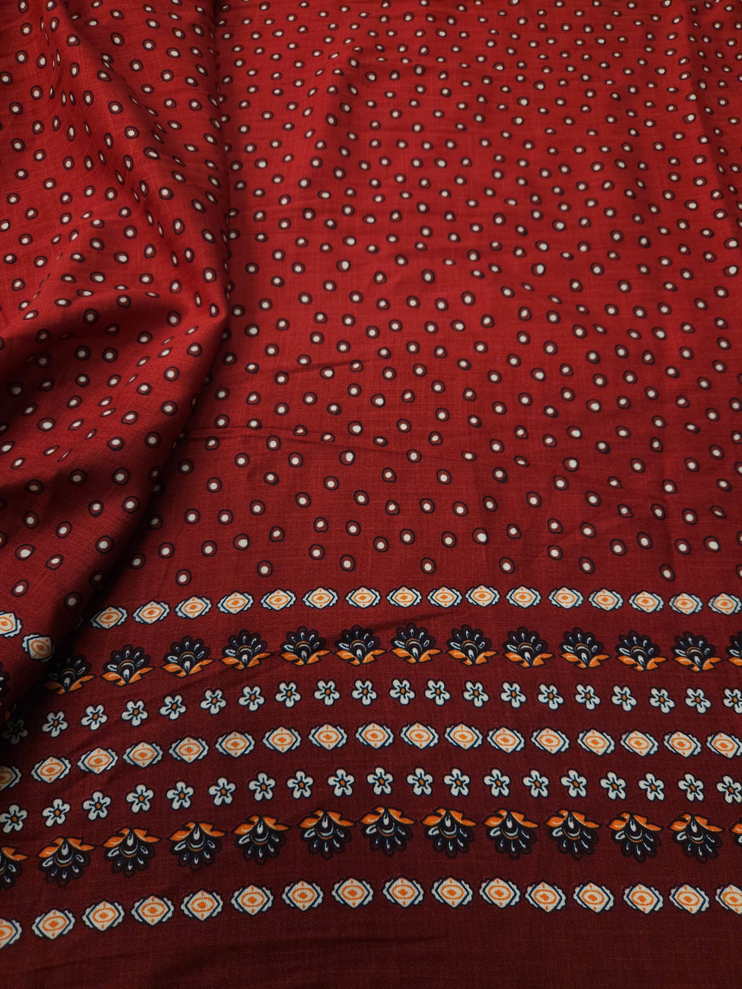 Crimson Red Printed Modal Rayon Fabric