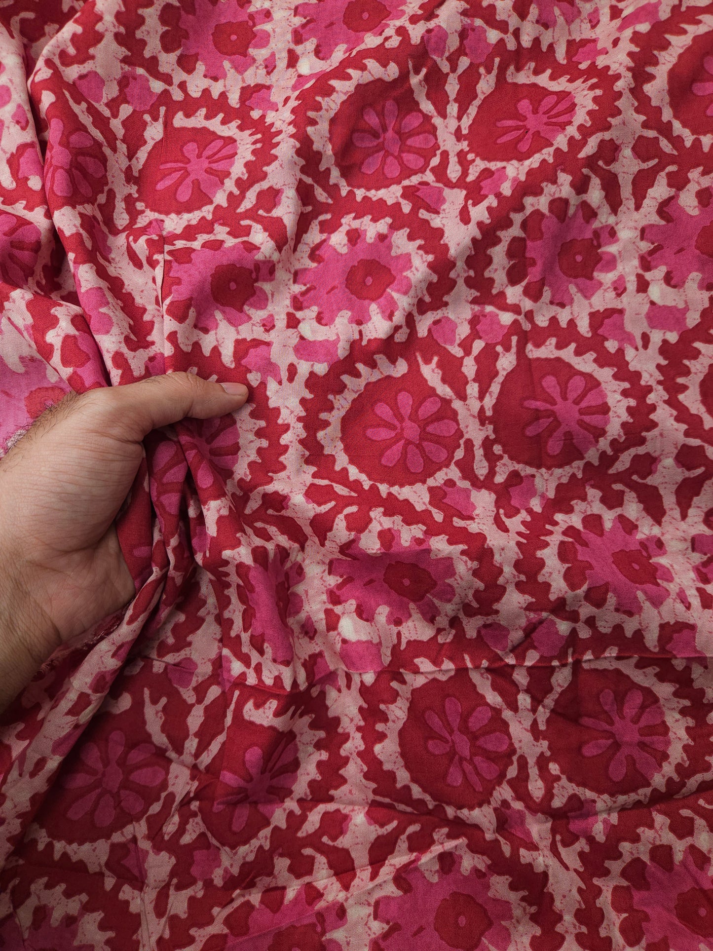 Rosy Bloom Printed Modal Rayon Fabric