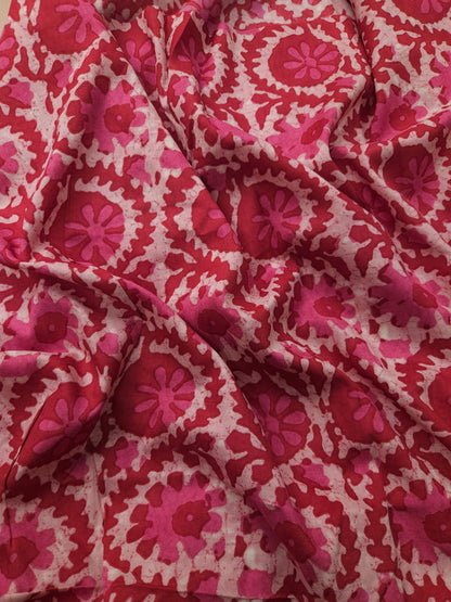 Rosy Bloom Printed Modal Rayon Fabric