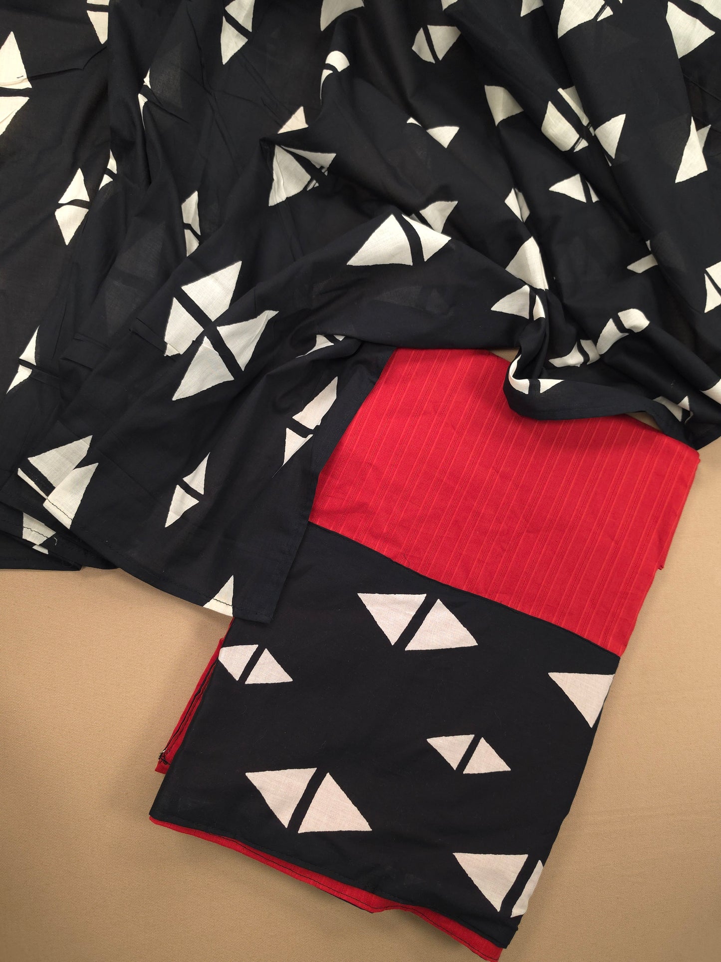 Midnight Prism Cotton Suit Set Fabric with Mal Cotton Dupatta & Modal Rayon Bottom