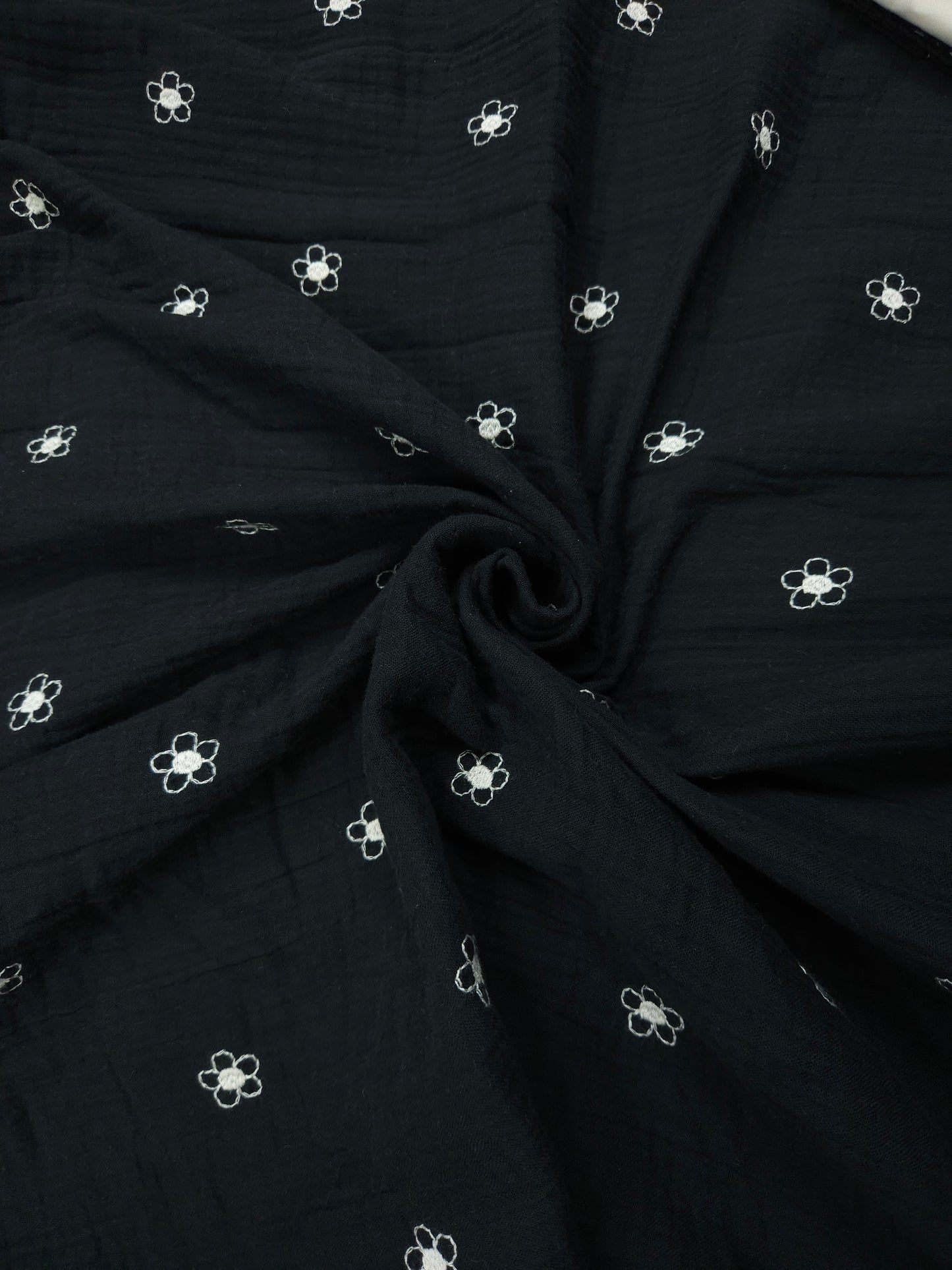 Double cloth cotton fabric with embroidery