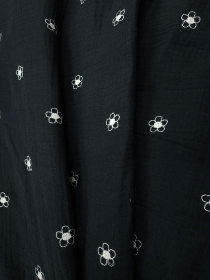 Black White Floral Double fabric Cotton Suit Set & Kota Cotton Bottom with designer lace on border