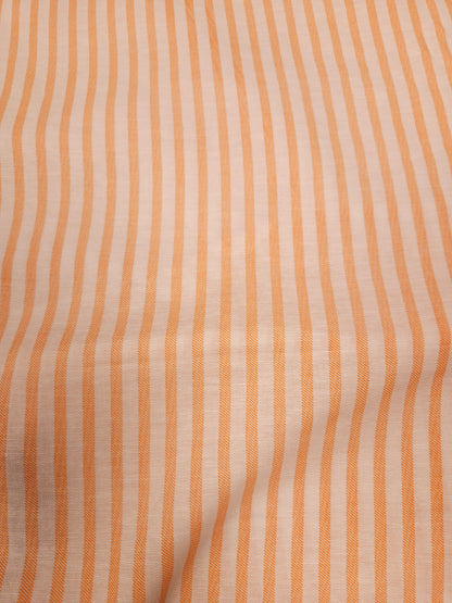 Peach White Cotton Linen Stripe Fabric