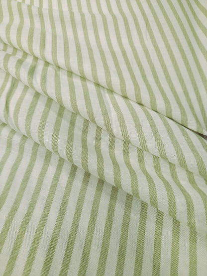 Sage Green Cotton Linen Stripe Fabric