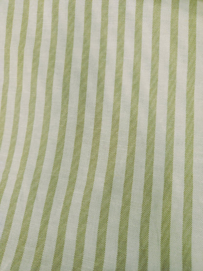 Sage Green Cotton Linen Stripe Fabric