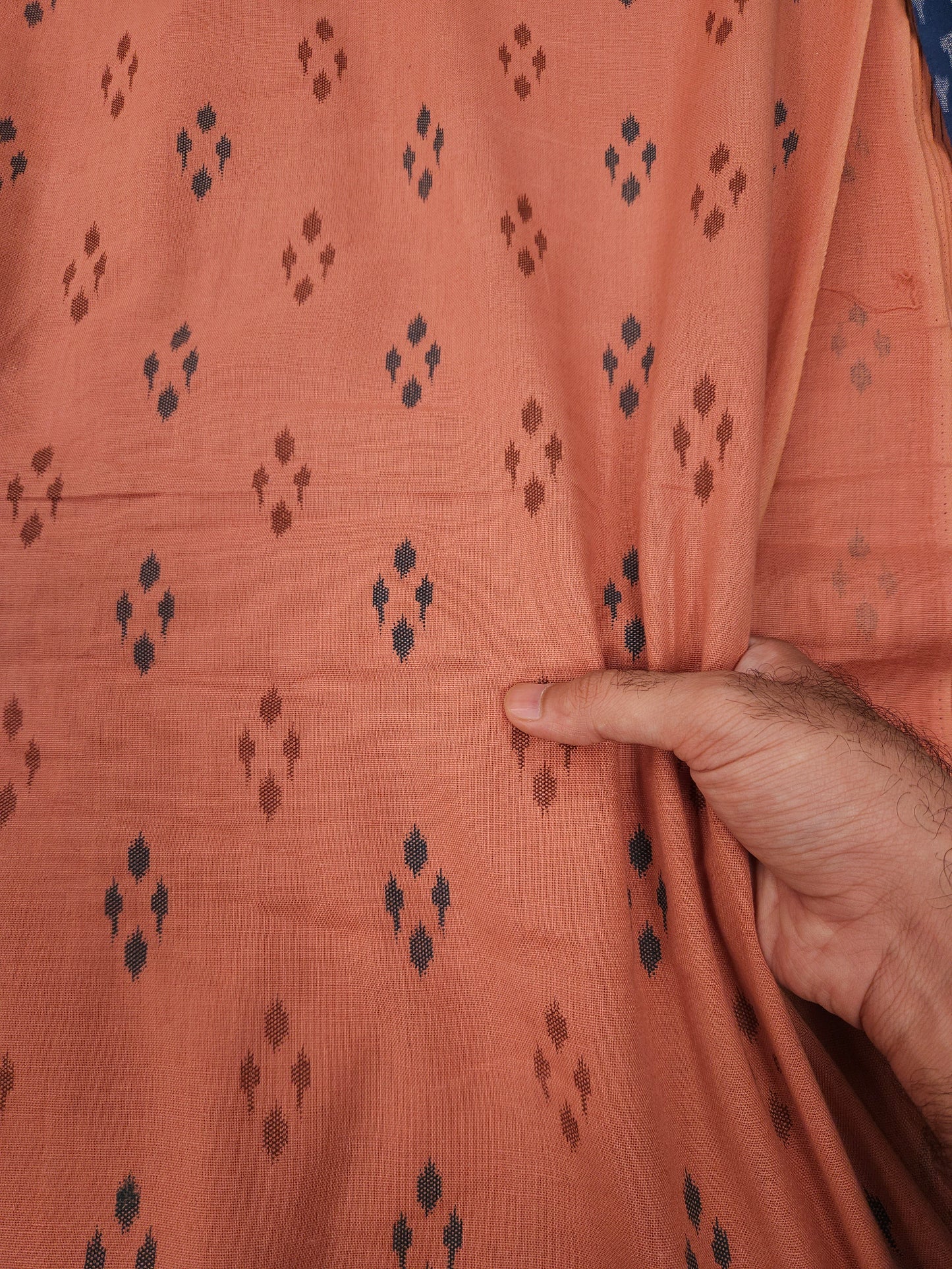 Rust Brown Ikat Print Cotton Fabric
