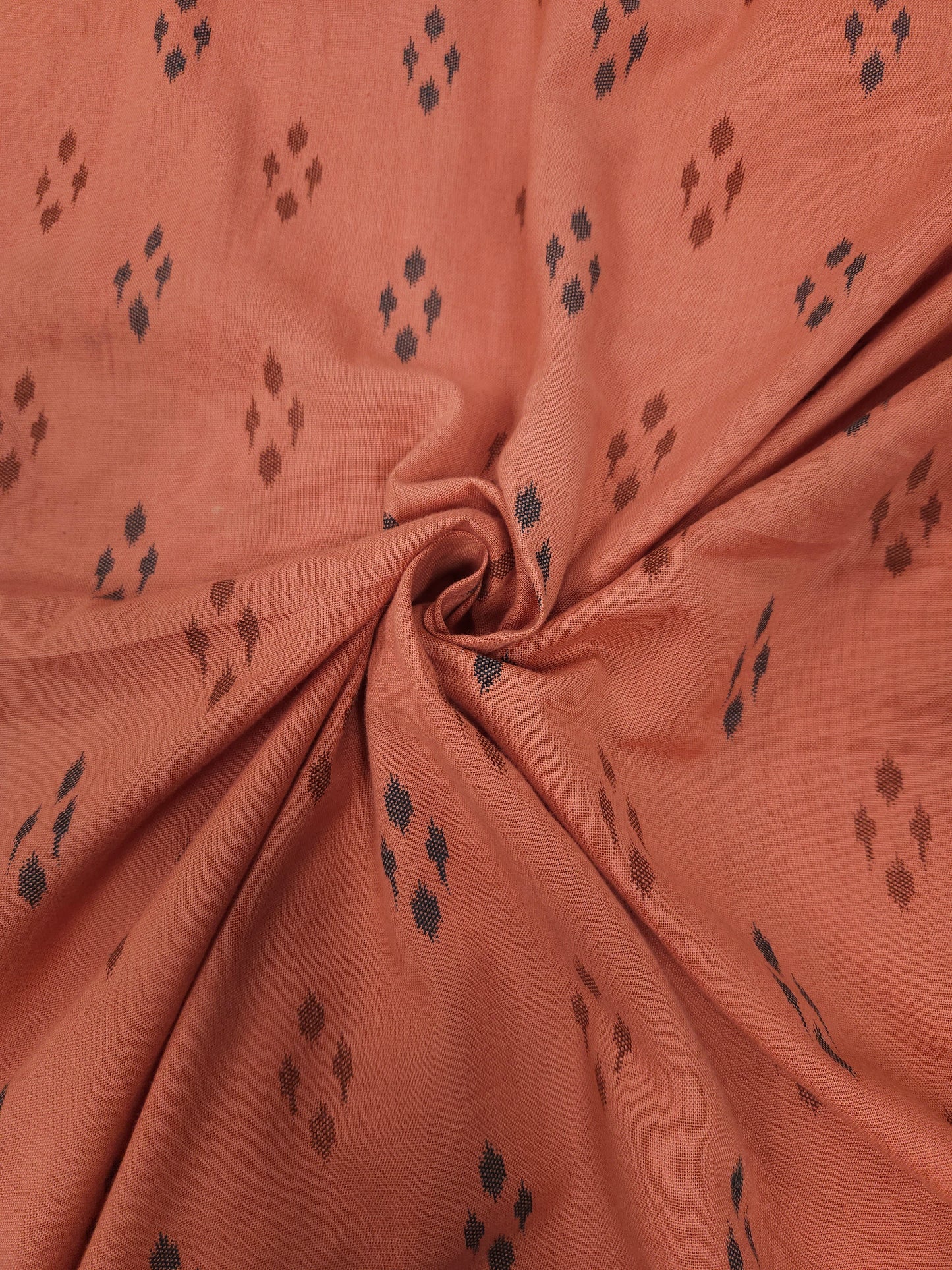 Rust Brown Ikat Print Cotton Fabric