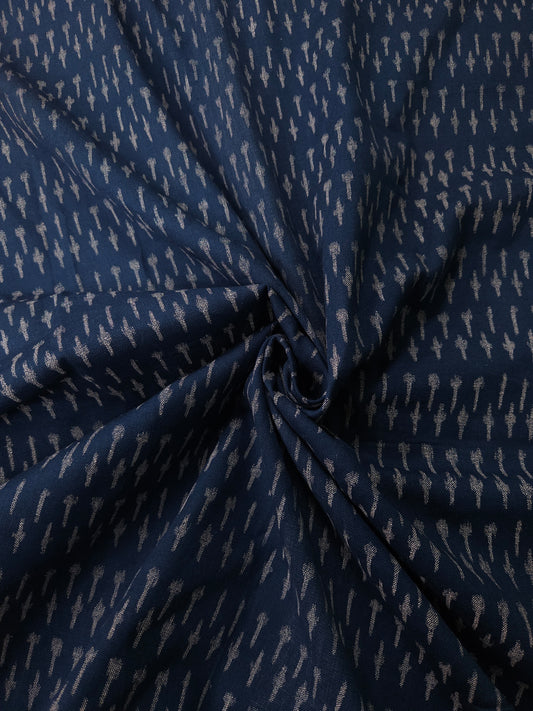 Navy Blue Ikat Print Cotton Fabric
