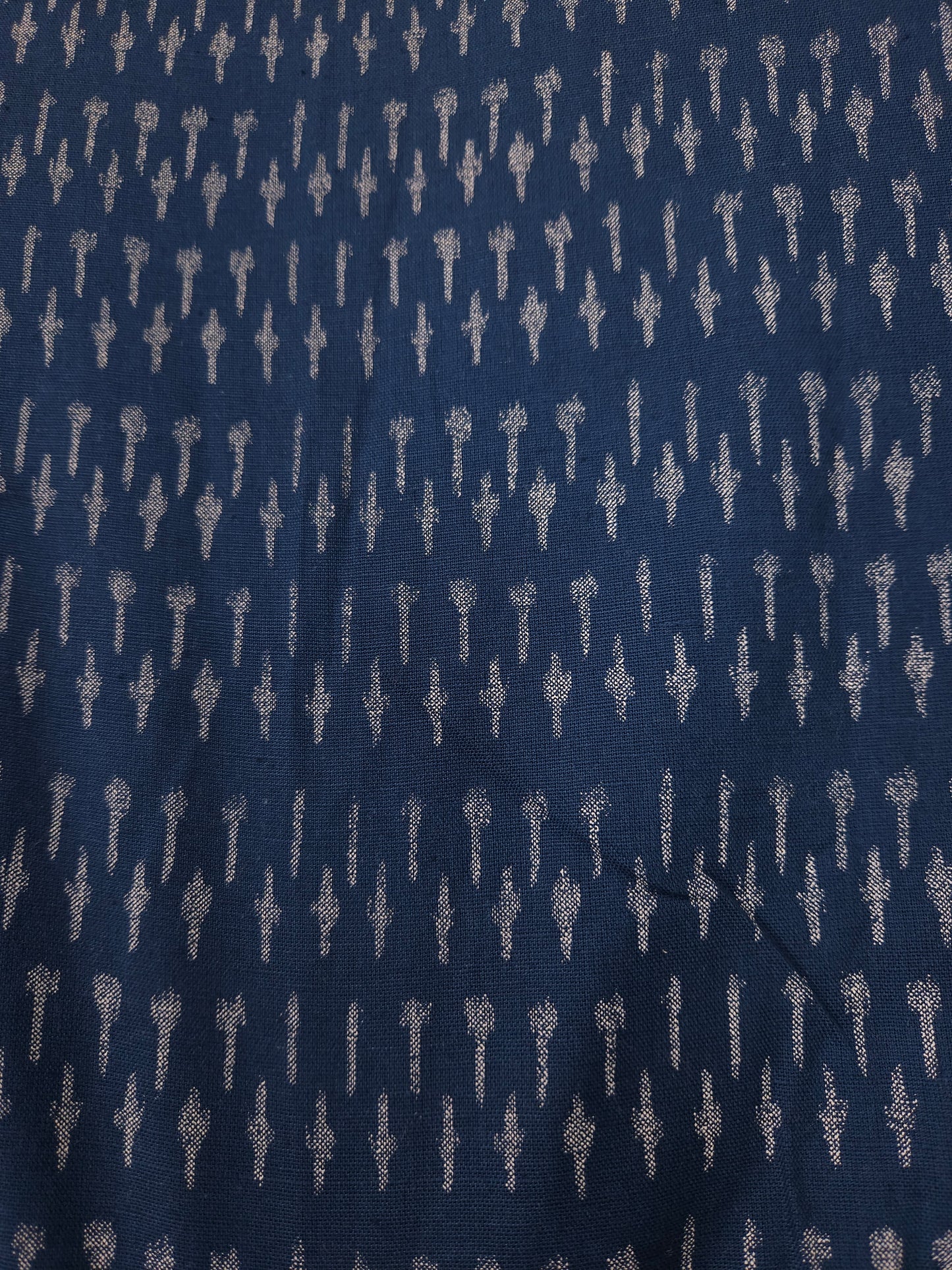 Navy Blue Ikat Print Cotton Fabric
