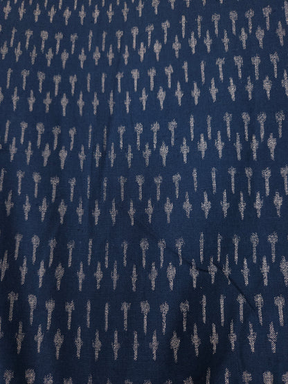 Navy Blue Ikat Print Cotton Fabric