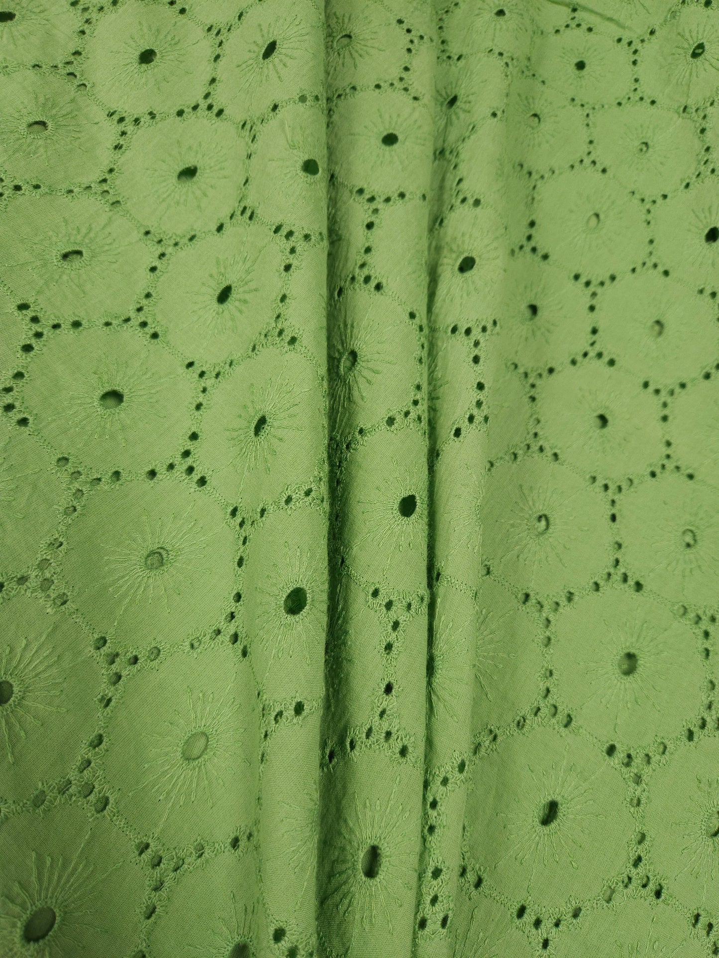 Sage Garden Cotton Schiffli Embroidered Fabric