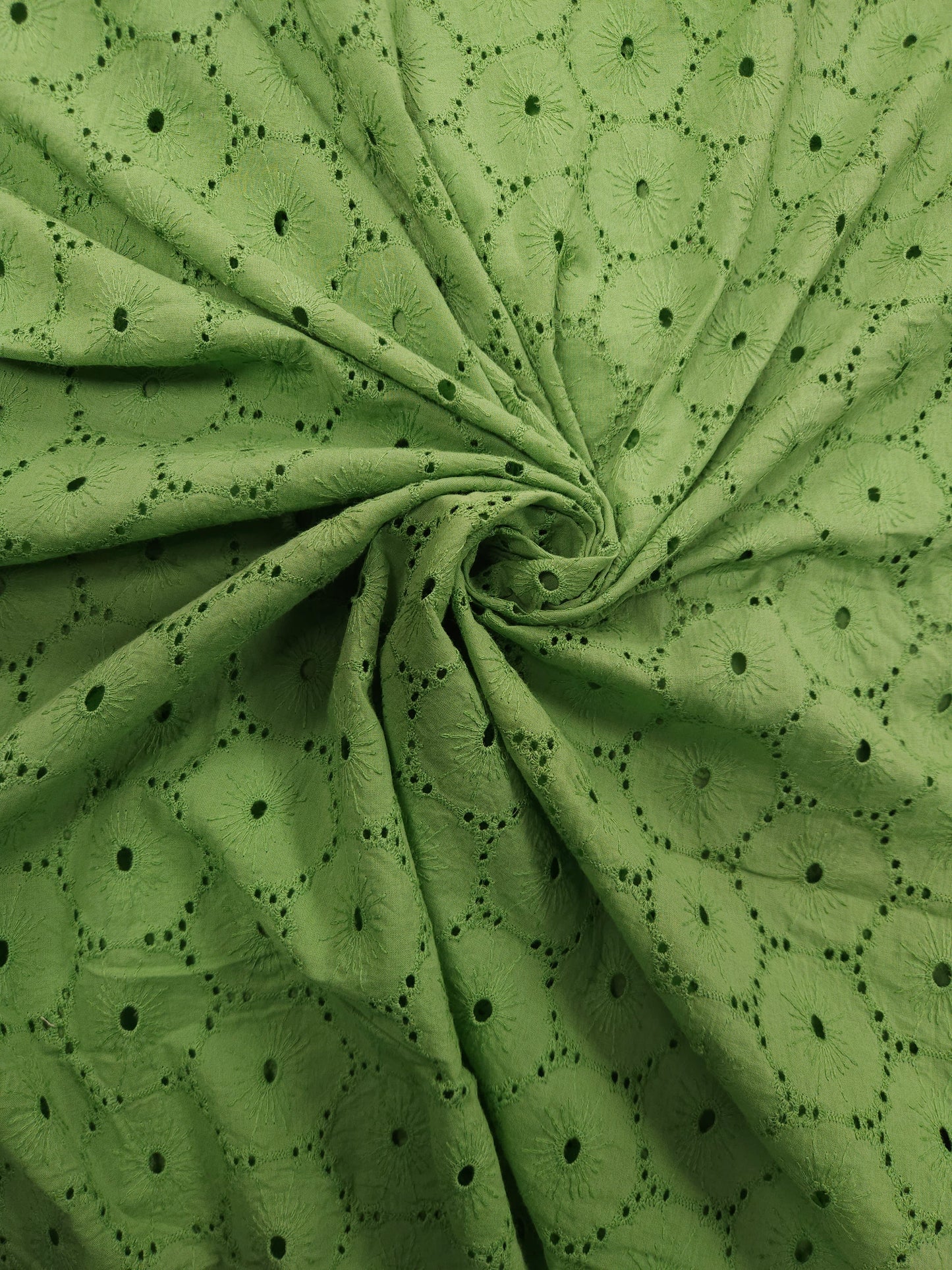 Sage Garden Cotton Schiffli Embroidered Fabric