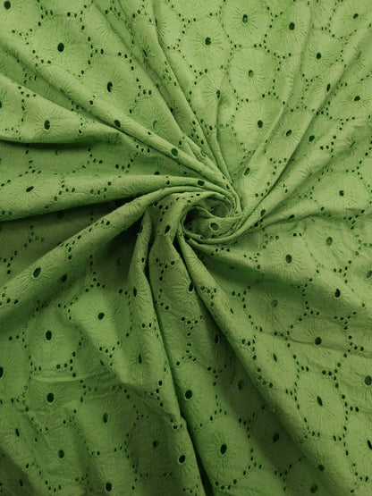 Sage Garden Cotton Schiffli Embroidered Fabric