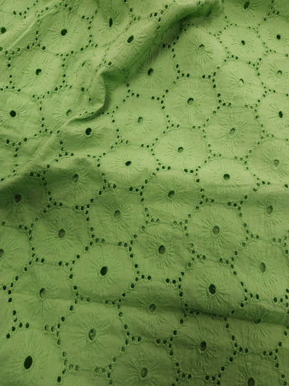 Sage Garden Cotton Schiffli Embroidered Fabric