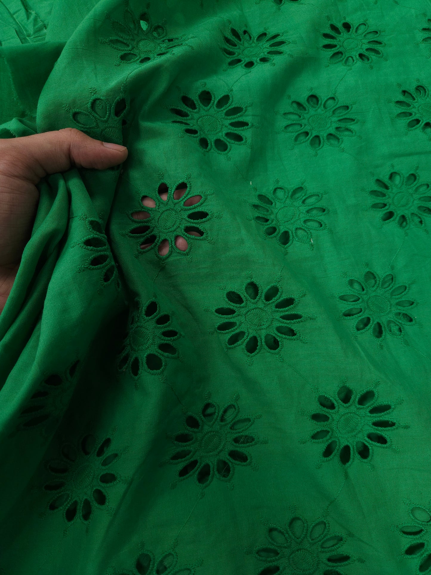 Forest Bloom Embroidered Cotton Eyelet Fabric