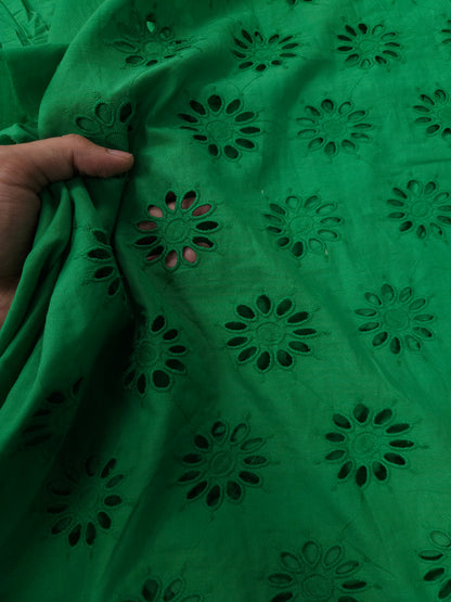 Forest Bloom Embroidered Cotton Eyelet Fabric