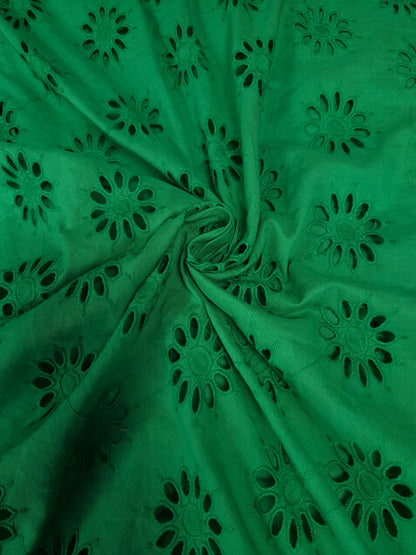 Forest Bloom Embroidered Cotton Eyelet Fabric
